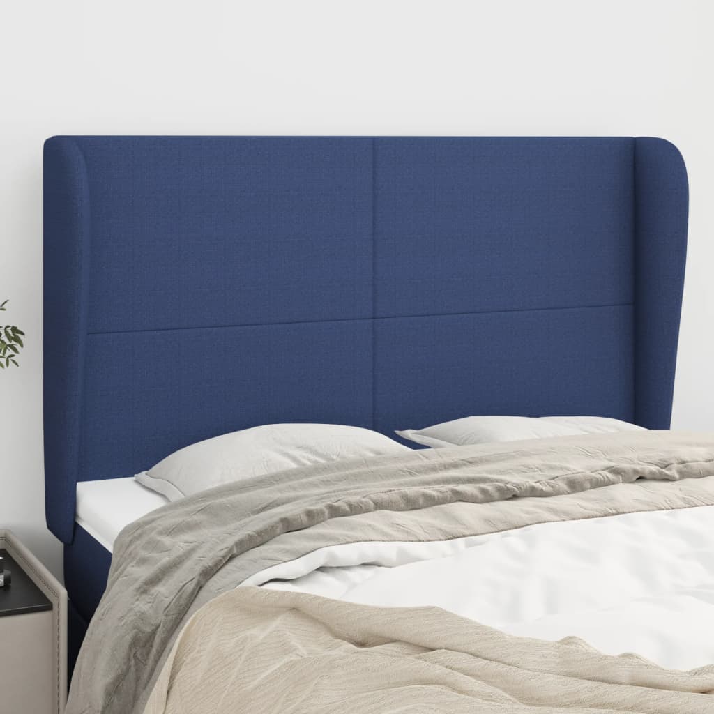 vidaXL Wingback Headboard Blue 147x23x118/128 cm Fabric