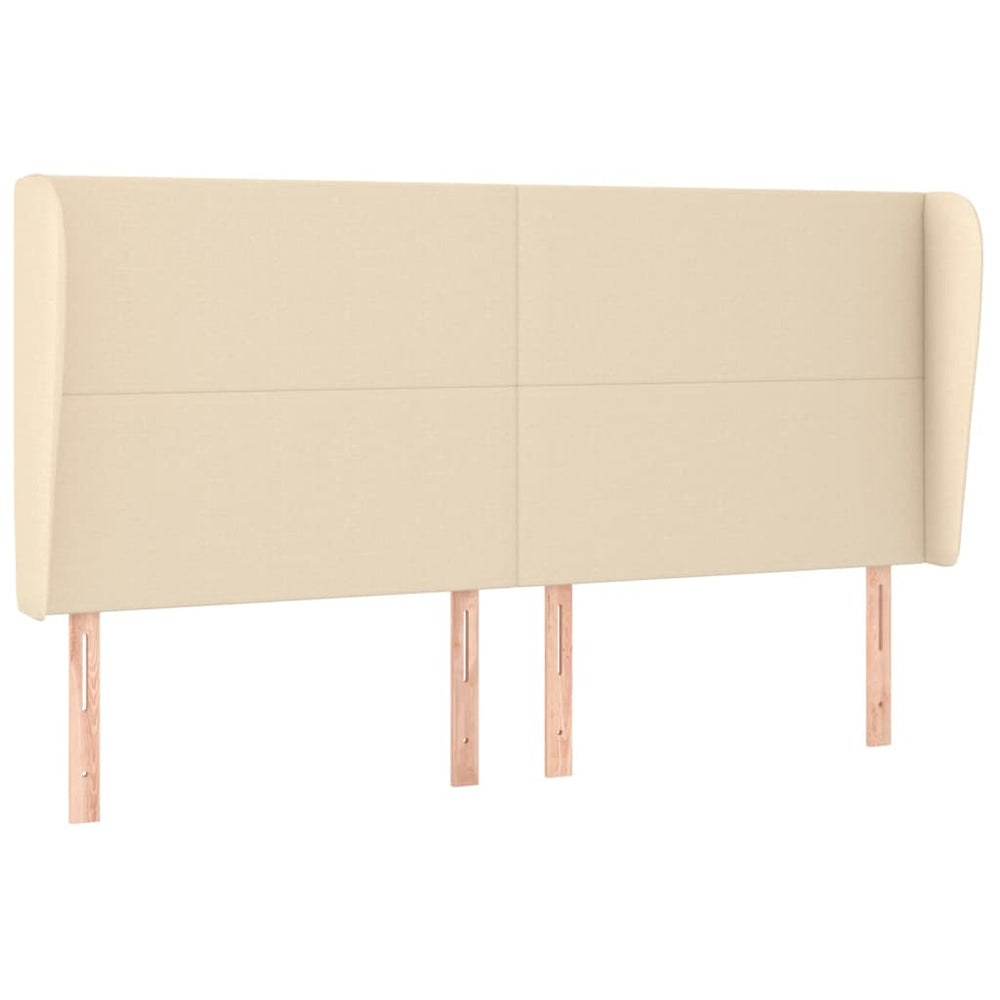 vidaXL Tufted Headboard Cream 203x23x118/128 cm Fabric