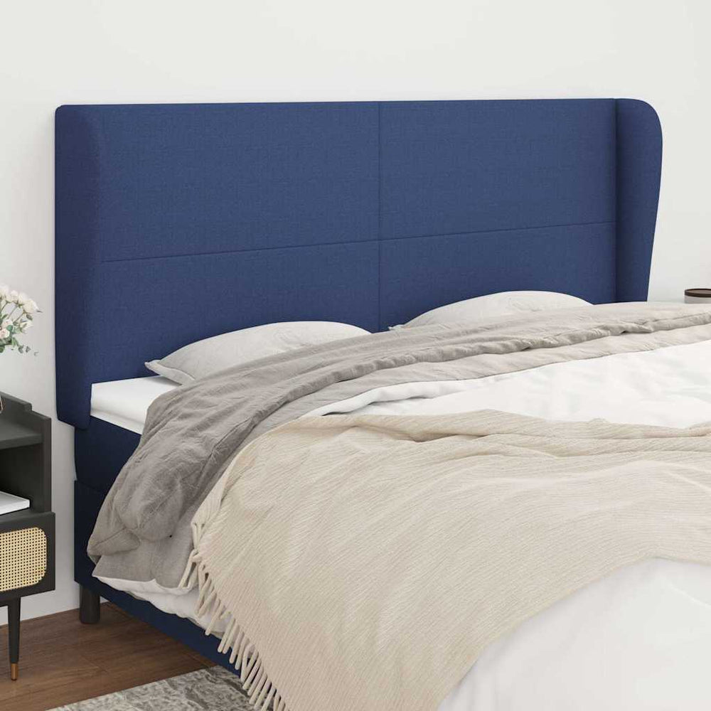 vidaXL Wingback Headboard Blue 203x23x118/128 cm Fabric