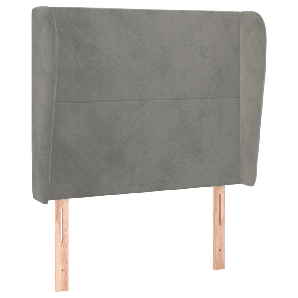 vidaXL Wingback Headboard Light Grey 83x23x118/128 cm Velvet