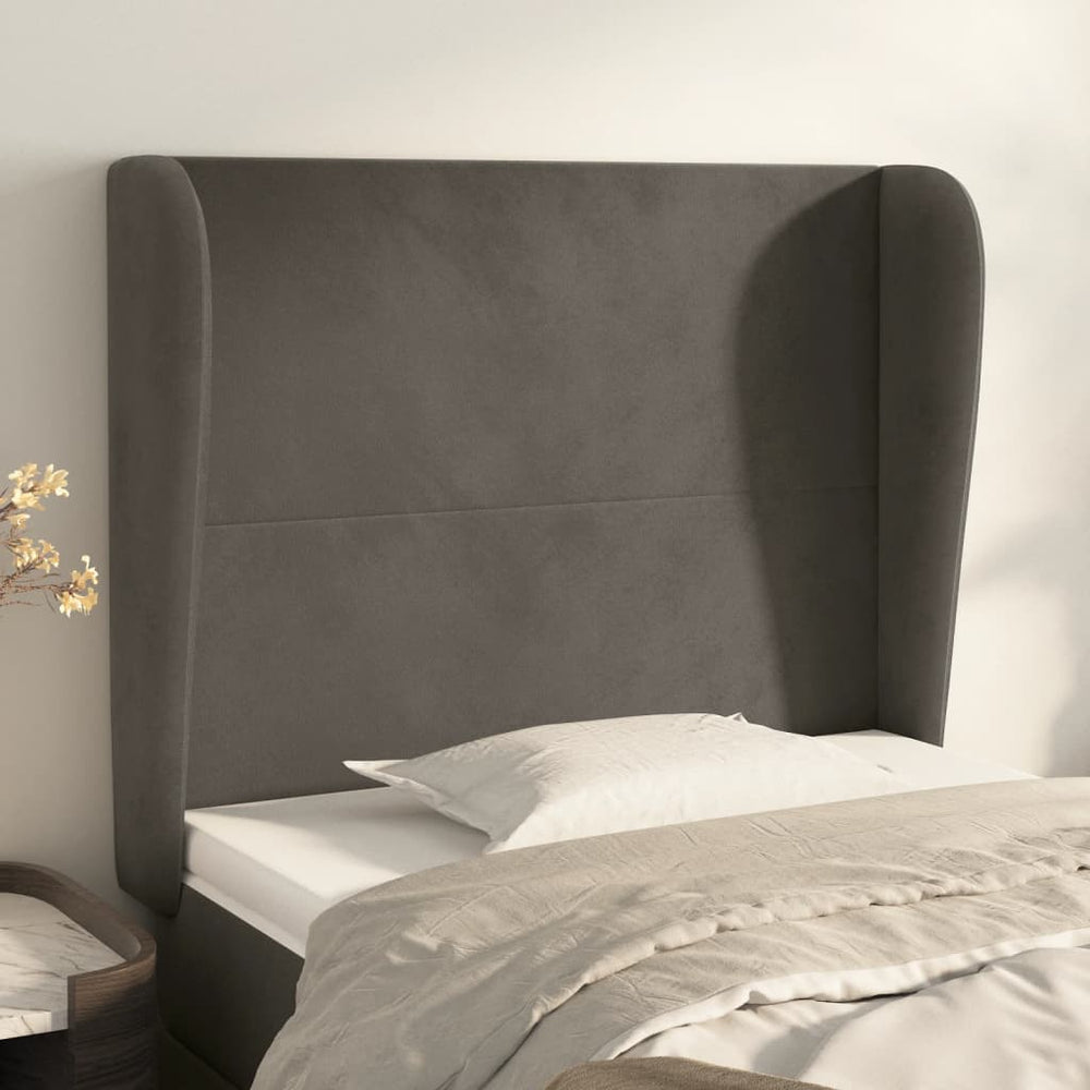 vidaXL Wingback Headboard Dark Grey 83x23x118/128 cm Velvet