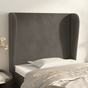 vidaXL Wingback Headboard Dark Grey 83x23x118/128 cm Velvet