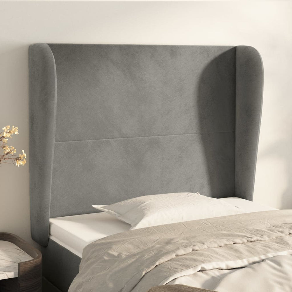 vidaXL Wingback Headboard Light Gray 93x23x118/128 cm Velvet