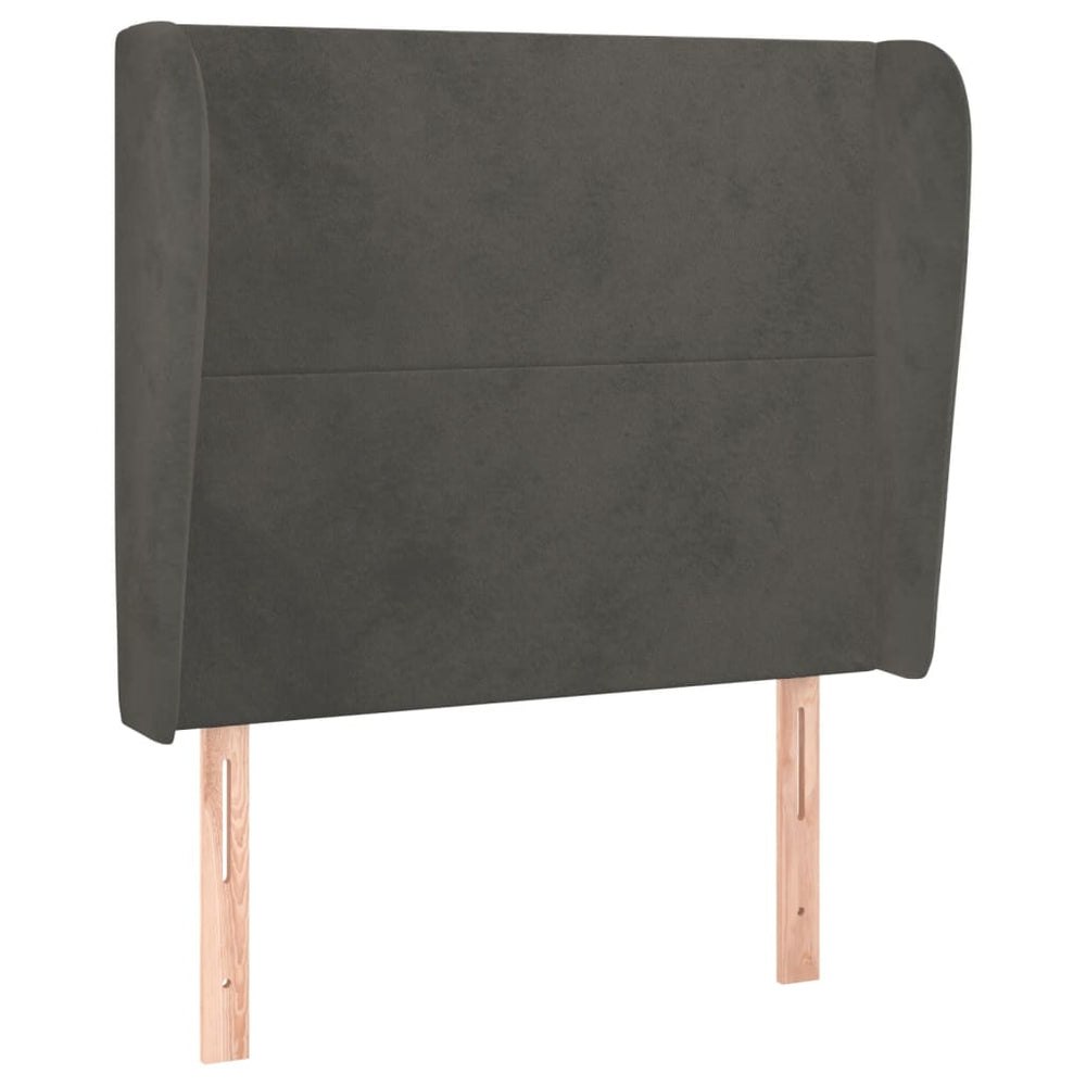 vidaXL Wingback Headboard Dark Grey 93x23x118/128 cm Velvet