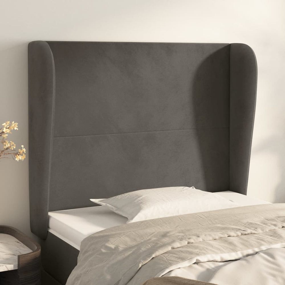 vidaXL Wingback Headboard Dark Grey 93x23x118/128 cm Velvet