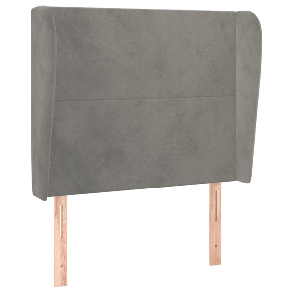 vidaXL Wingback Headboard Light Grey 103x23x118/128 cm Velvet