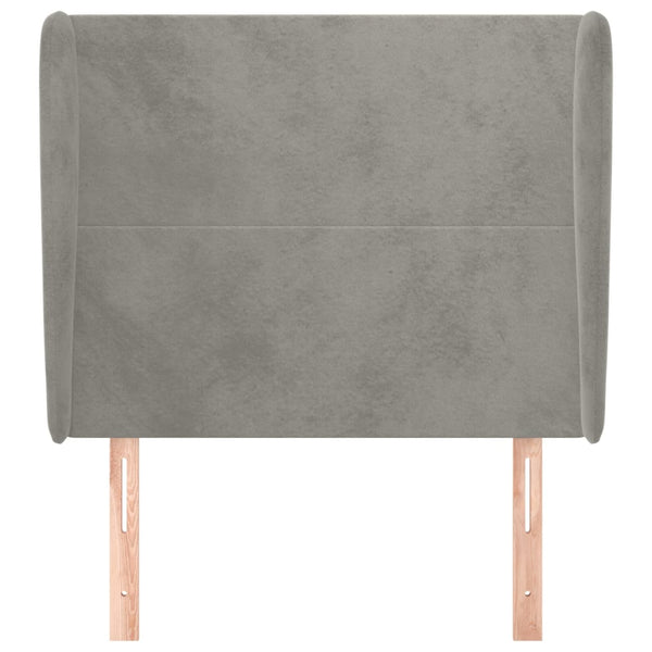 vidaXL Wingback Headboard Light Grey 103x23x118/128 cm Velvet