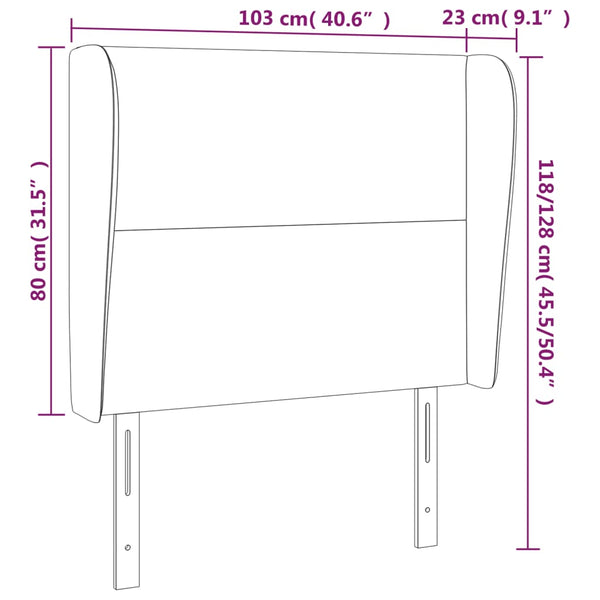 vidaXL Wingback Headboard Light Grey 103x23x118/128 cm Velvet