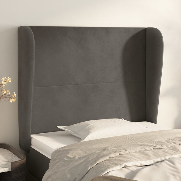 vidaXL Wingback Headboard Dark Grey 103x23x118/128 cm Velvet