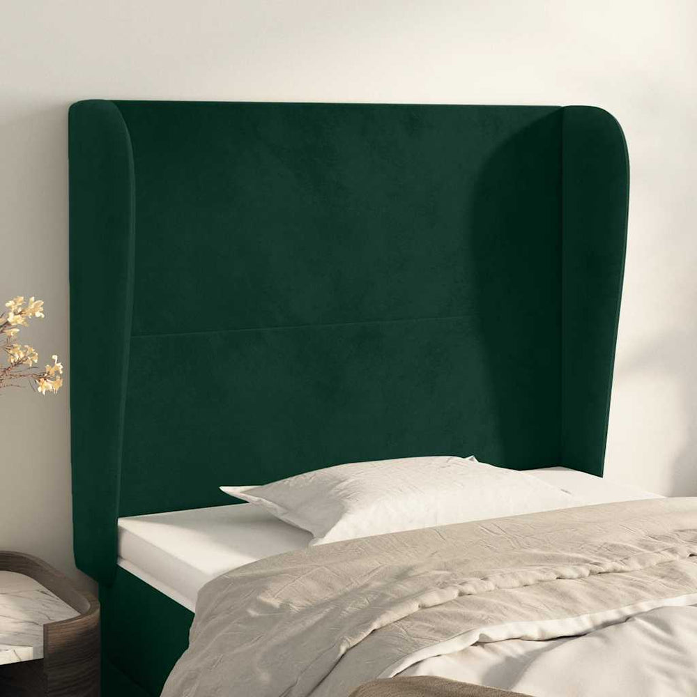 vidaXL Wingback Headboard Dark Green 103x23x118/128 cm Velvet