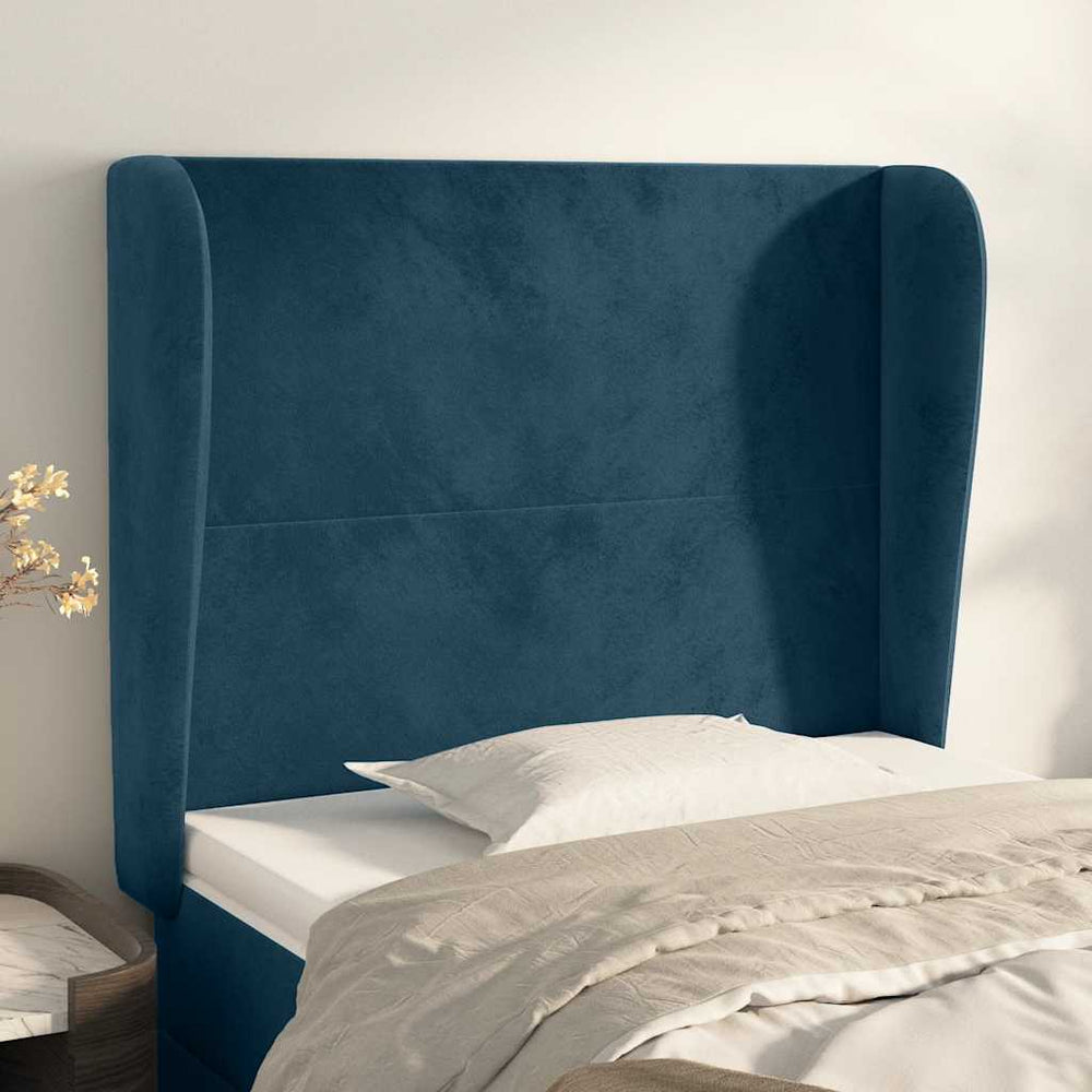 vidaXL Wingback Headboard Dark Blue 103x23x118/128 cm Velvet