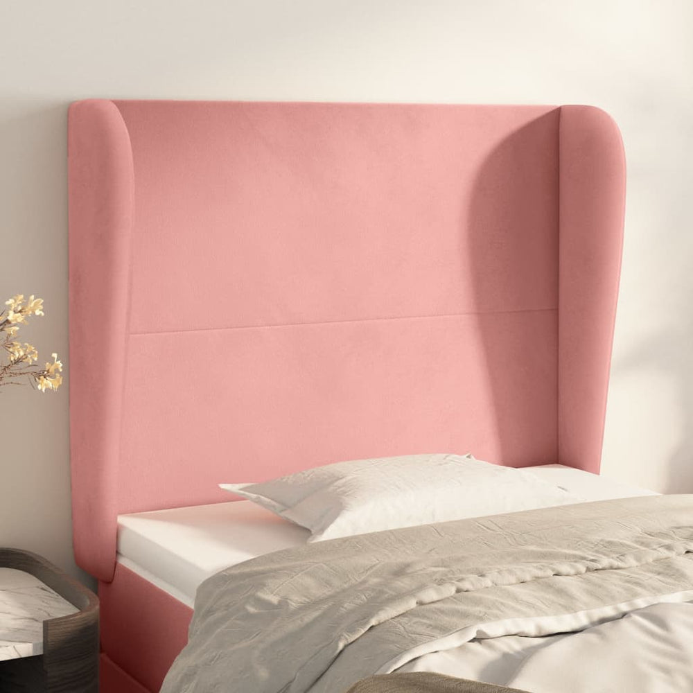 vidaXL Wingback Headboard Pink 103x23x118/128 cm Velvet