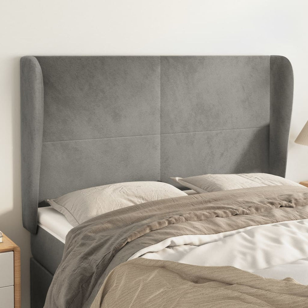vidaXL Tufted Headboard Light Gray 147x23x118/128 cm Velvet