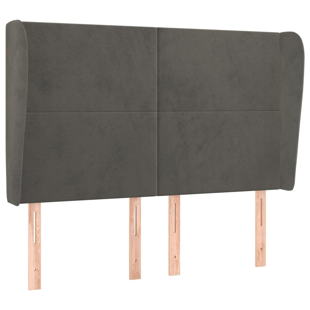 vidaXL Wingback Headboard Dark Grey 147x23x118/128 cm Velvet