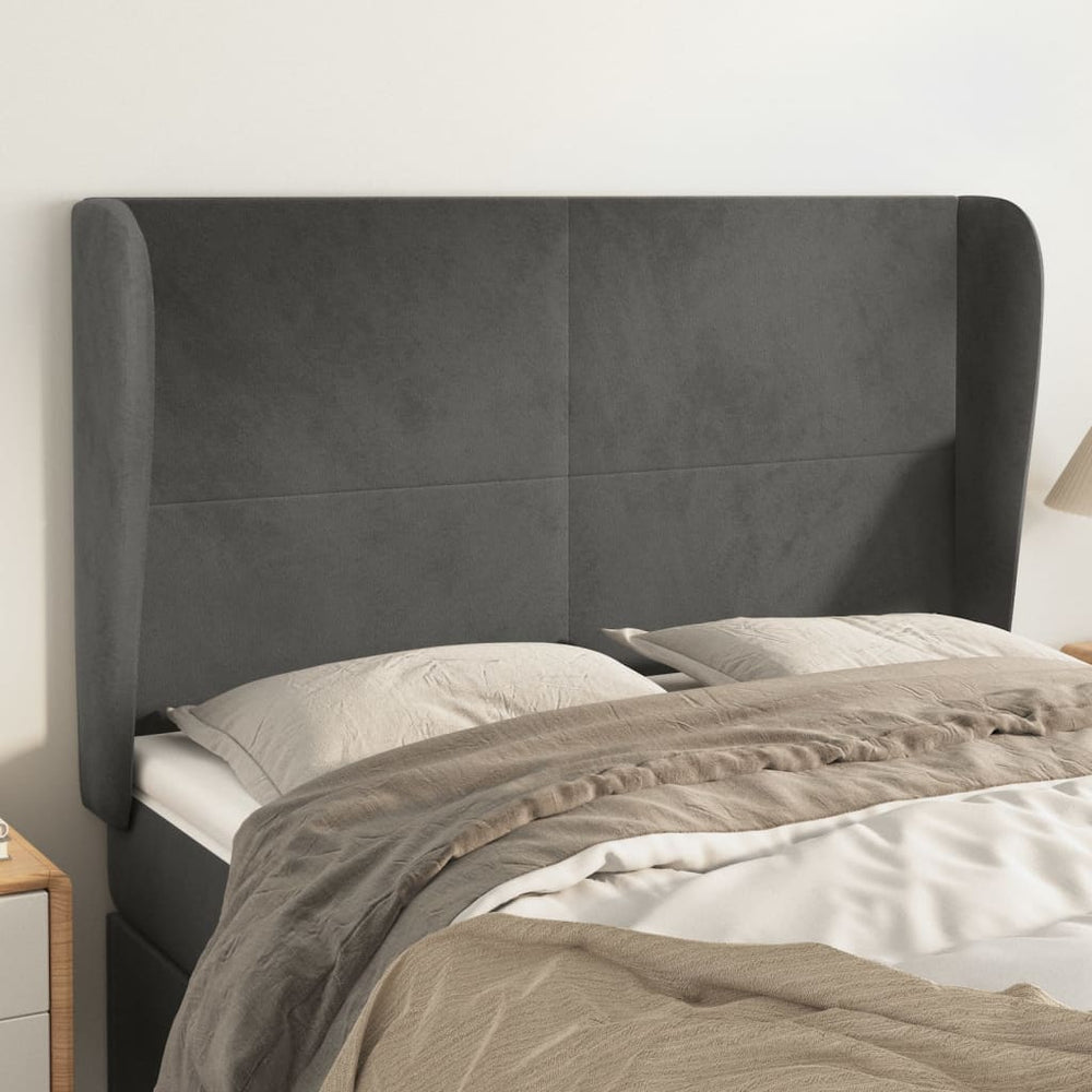 vidaXL Wingback Headboard Dark Grey 147x23x118/128 cm Velvet