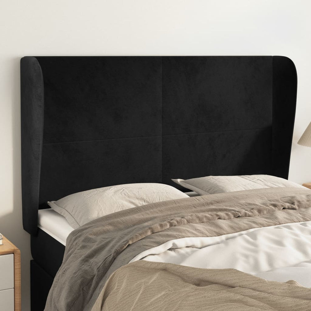 vidaXL Wingback Headboard Black 147x23x118/128 cm Velvet