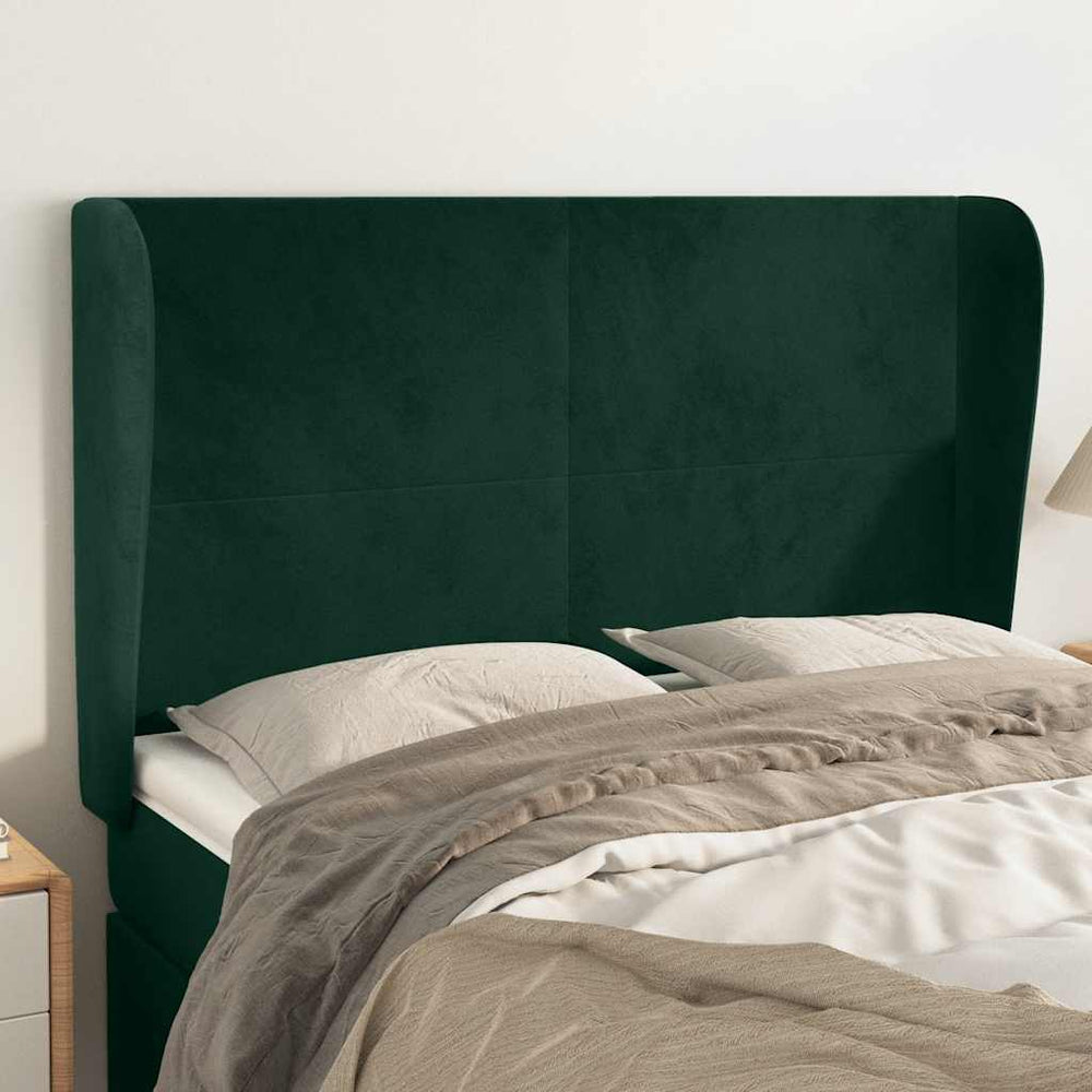 vidaXL Tufted Headboard with Wings Dark Green 147x23x118/128 cm Velvet