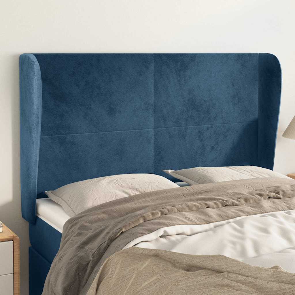 vidaXL Wingback Headboard Dark Blue 147x23x118/128 cm Velvet