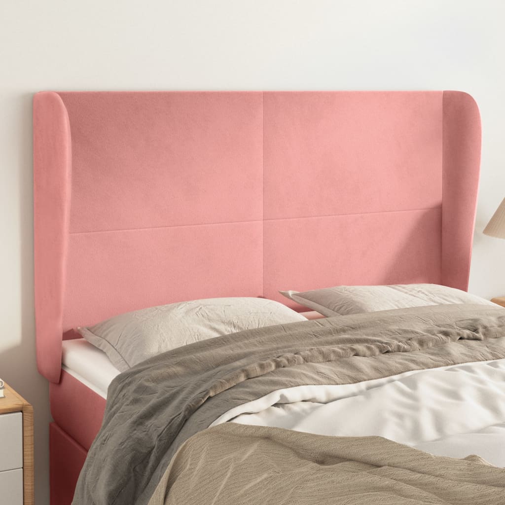 vidaXL Wingback Headboard Pink 147x23x118/128 cm Velvet