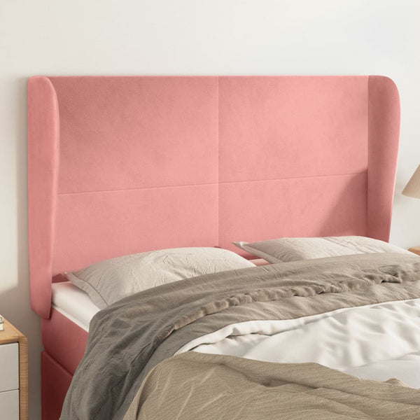 vidaXL Wingback Headboard Pink 147x23x118/128 cm Velvet