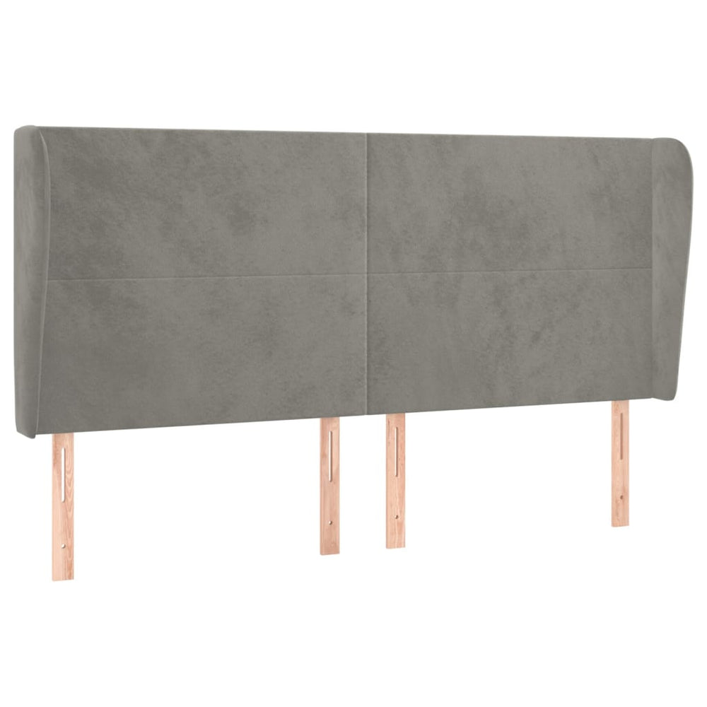 vidaXL Wingback Headboard Light Grey 163x23x118/128 cm Velvet