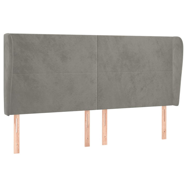 vidaXL Wingback Headboard Light Grey 163x23x118/128 cm Velvet