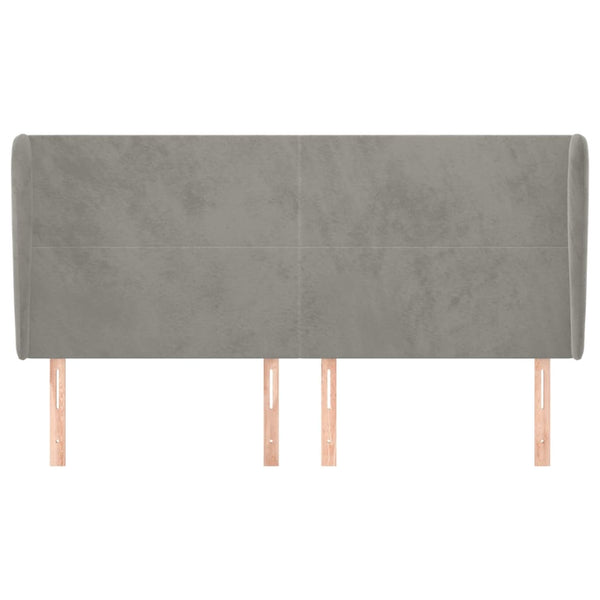 vidaXL Wingback Headboard Light Grey 163x23x118/128 cm Velvet