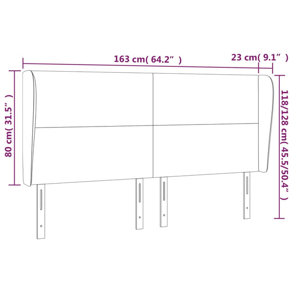 vidaXL Wingback Headboard Black 163x23x118/128 cm Velvet
