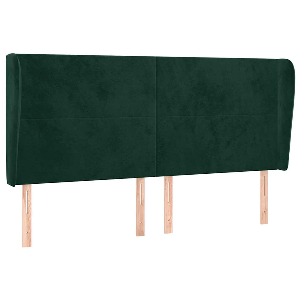 vidaXL Wingback Headboard Dark Green 163x23x118/128 cm Velvet