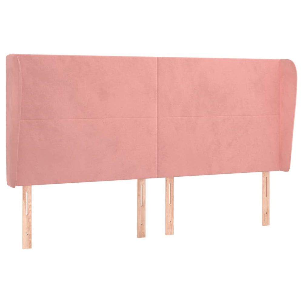 vidaXL Wingback Headboard Pink 163x23x118/128 cm Velvet