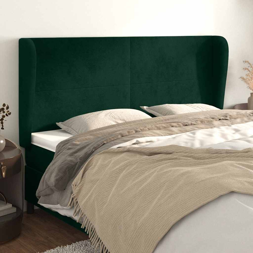 vidaXL Wingback Headboard Dark Green 183x23x118/128 cm Velvet