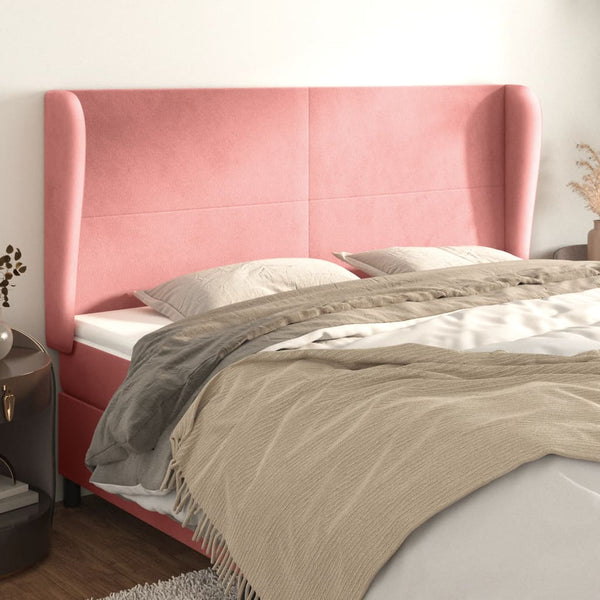 vidaXL Wingback Headboard Pink 183x23x118/128 cm Velvet