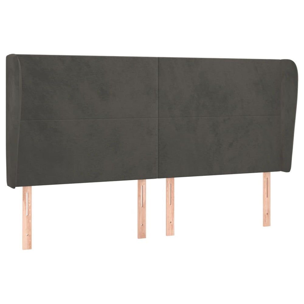 vidaXL Wingback Headboard Dark Grey 203x23x118/128 cm Velvet