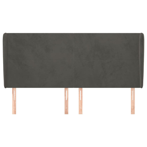 vidaXL Wingback Headboard Dark Grey 203x23x118/128 cm Velvet