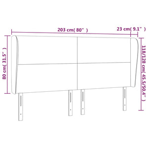 vidaXL Wingback Headboard Dark Grey 203x23x118/128 cm Velvet