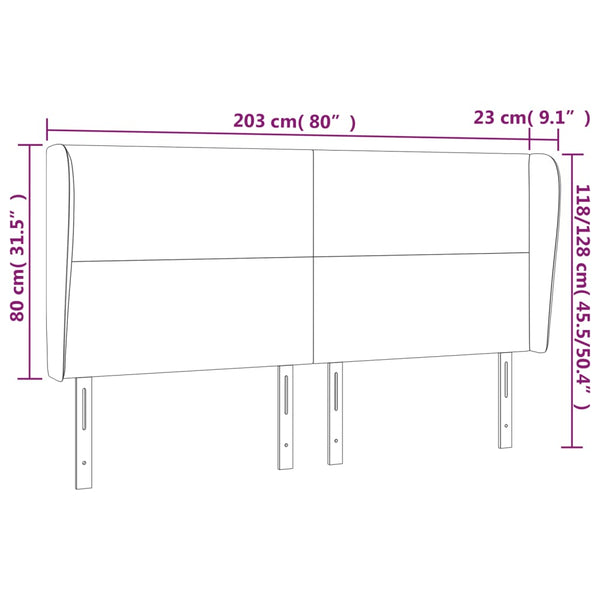 vidaXL Wingback Headboard Dark Grey 203x23x118/128 cm Velvet
