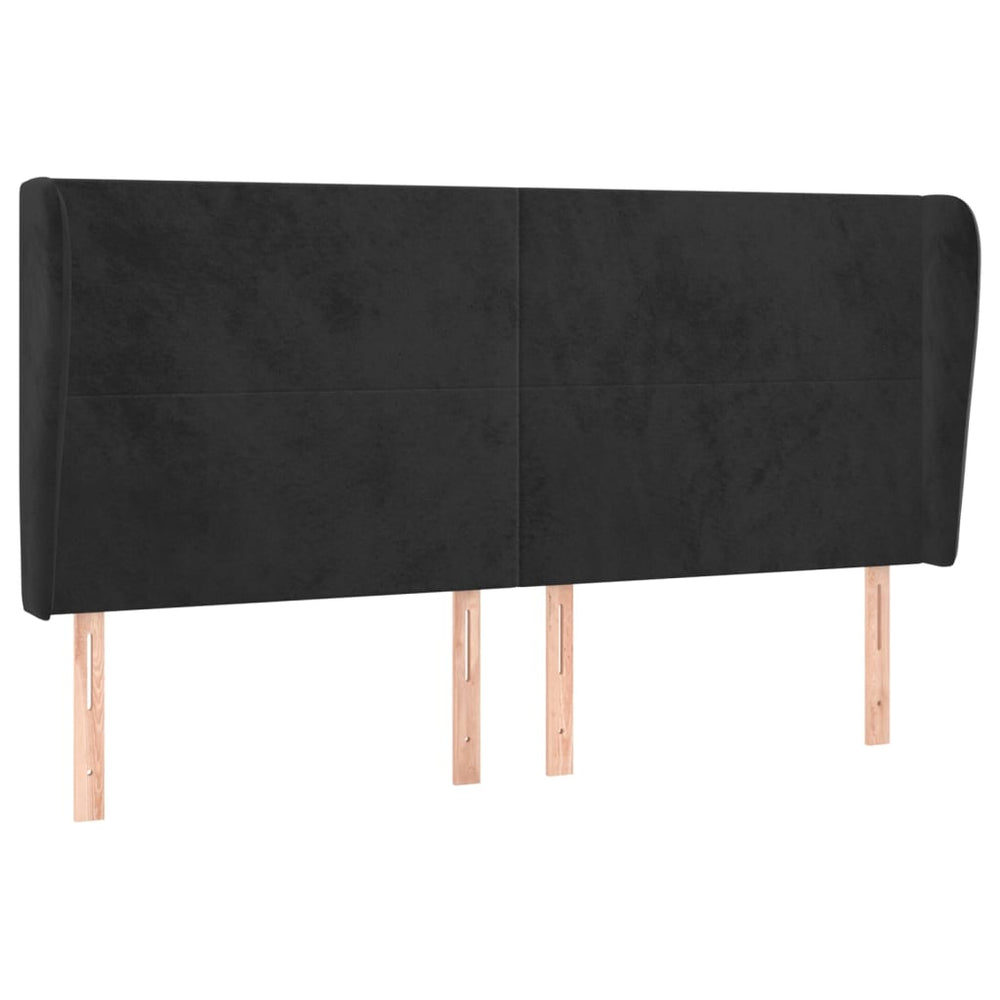 vidaXL Wingback Headboard Black 203x23x118/128 cm Velvet