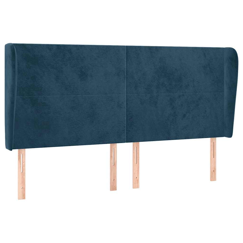 vidaXL Wingback Headboard Dark Blue 203x23x118/128 cm Velvet