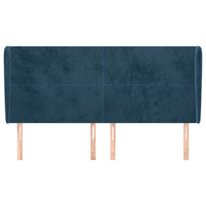 vidaXL Wingback Headboard Dark Blue 203x23x118/128 cm Velvet