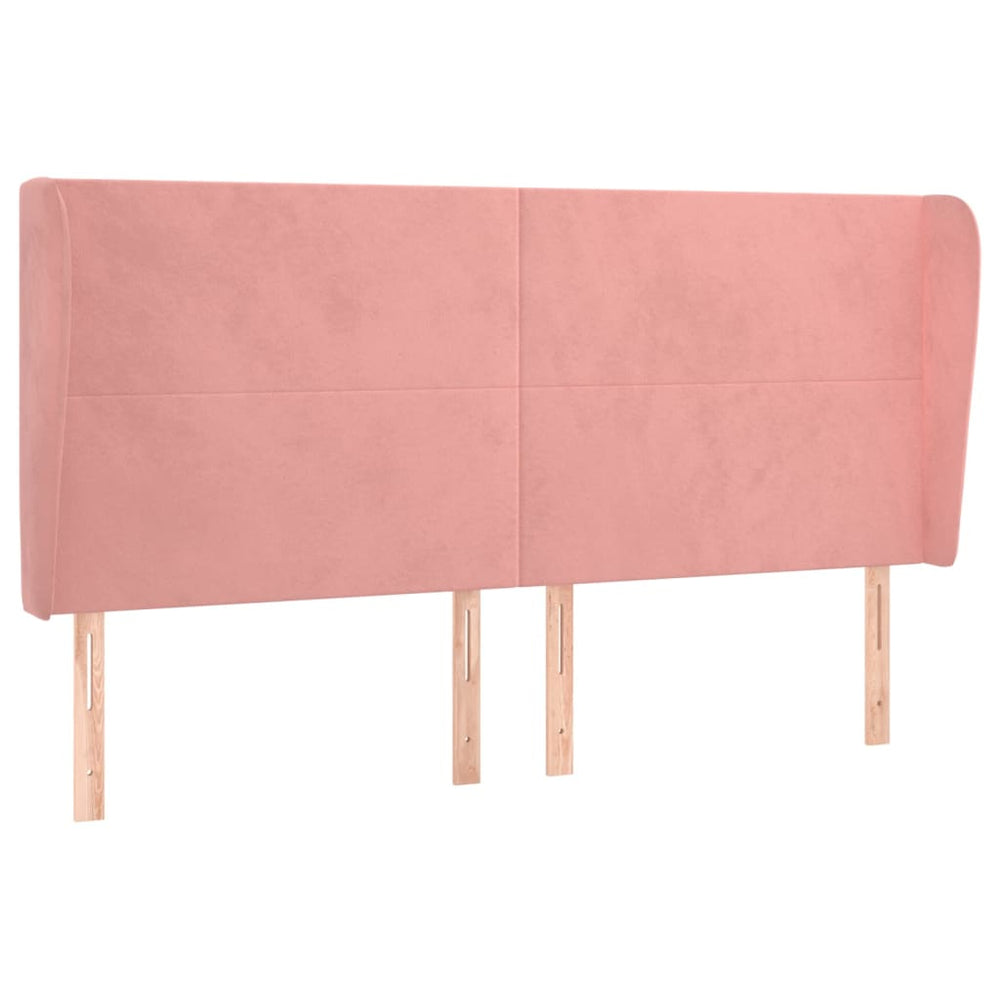 vidaXL Wingback Headboard Pink 203x23x118/128 cm Velvet