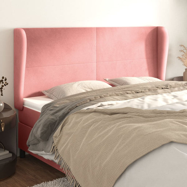 vidaXL Wingback Headboard Pink 203x23x118/128 cm Velvet
