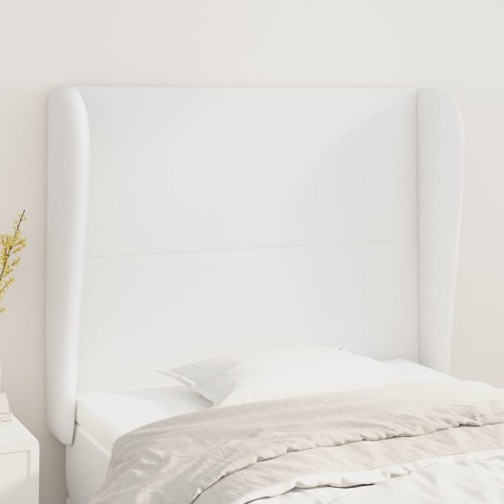 vidaXL Wingback Headboard White 93x23x118/128 cm Faux Leather
