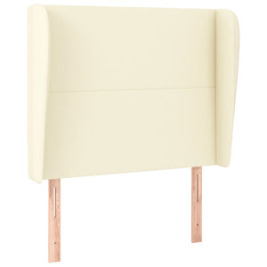 vidaXL Wingback Headboard Cream 93x23x118/128 cm Faux Leather