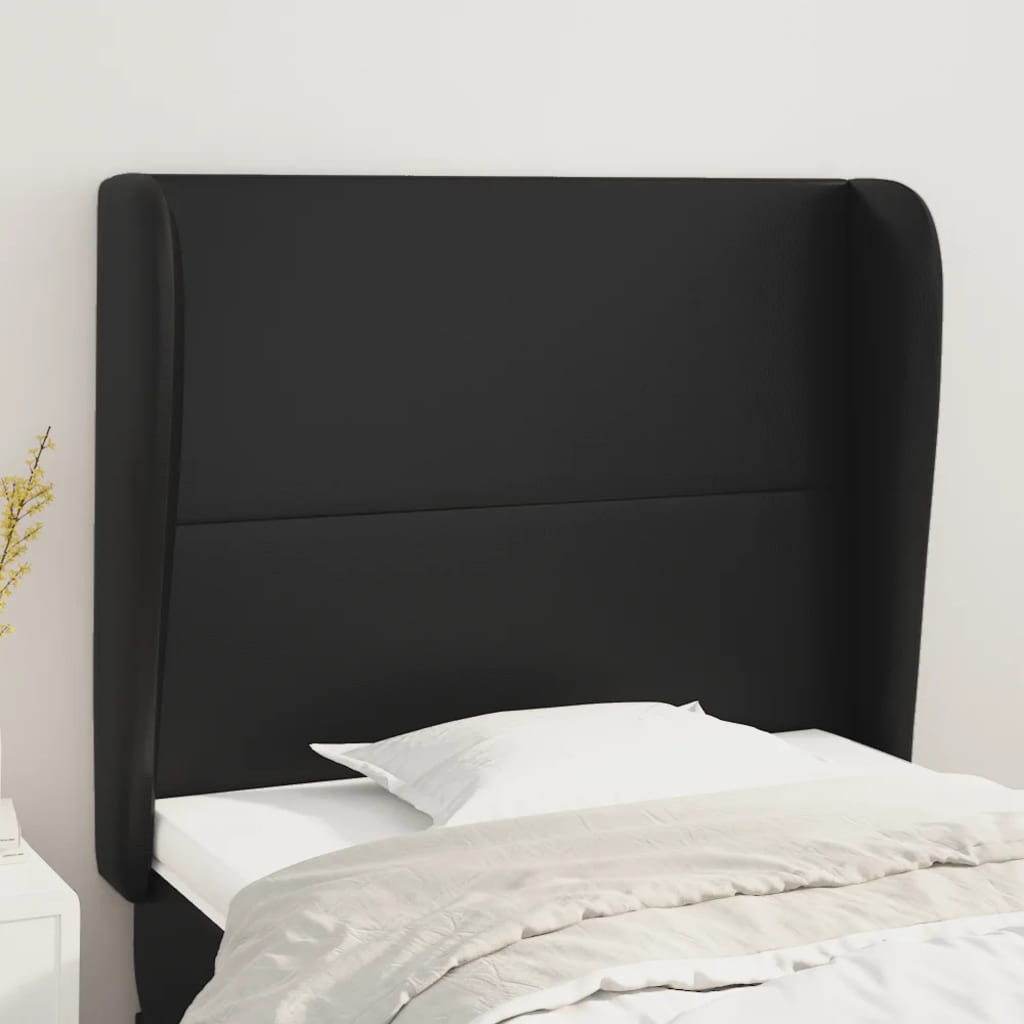 vidaXL Wingback Headboard Black 103x23x118/128 cm Faux Leather