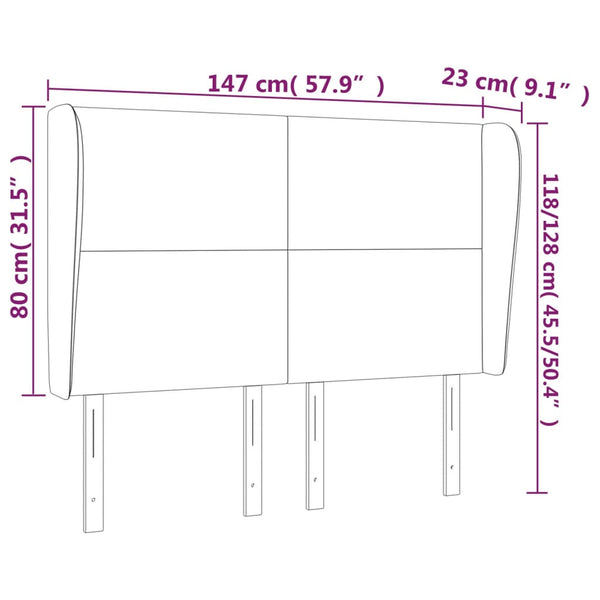 vidaXL Wingback Headboard Black 147x23x118/128 cm Faux Leather