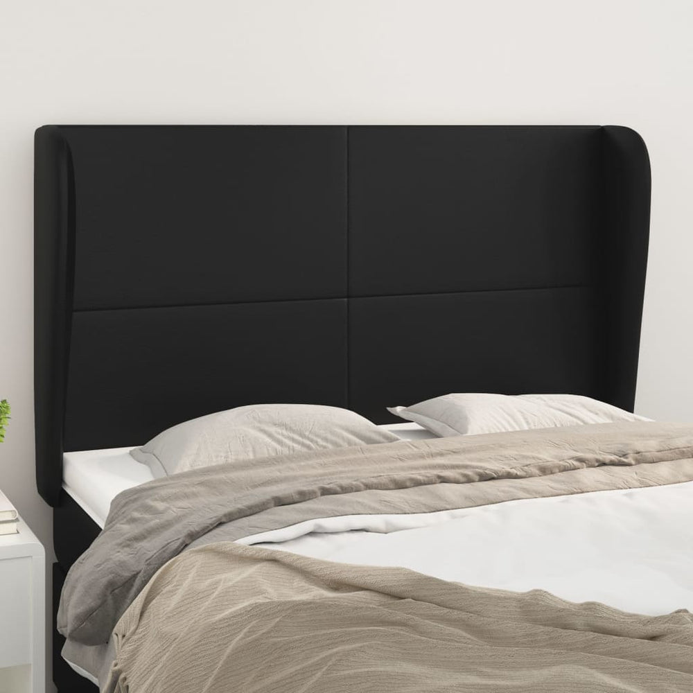 vidaXL Wingback Headboard Black 147x23x118/128 cm Faux Leather