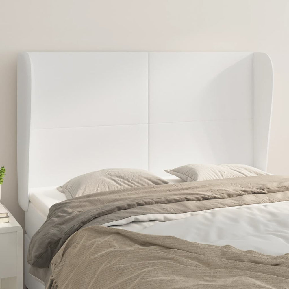 vidaXL Wingback Headboard White 147x23x118/128 cm Faux Leather