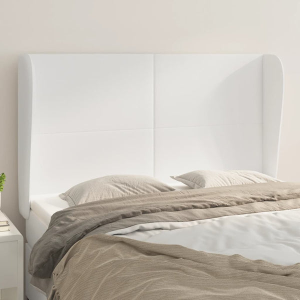 vidaXL Wingback Headboard White 147x23x118/128 cm Faux Leather