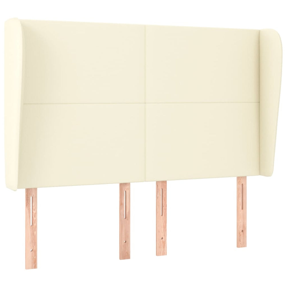 vidaXL Wingback Headboard Cream 147x23x118/128 cm Faux Leather