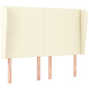 vidaXL Wingback Headboard Cream 147x23x118/128 cm Faux Leather
